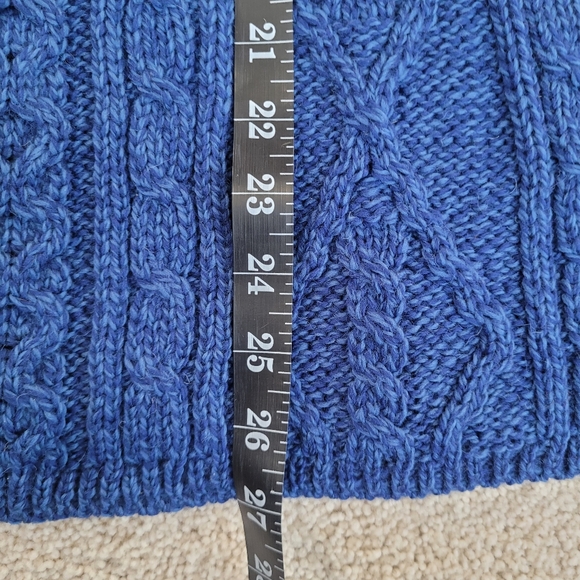 NWT Kilronan Ireland 100% Merino Wool Aran Cable Knit Cardigan Royal Blue XL - Picture 8 of 10